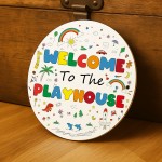 Playhouse Welcome Plaque 23x23cm Wall Mounted Sign Kids Children