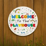 Playhouse Welcome Plaque 23x23cm Wall Mounted Sign Kids Children