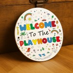 Playhouse Welcome Plaque 23x23cm Wall Mounted Sign Kids Children