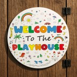 Playhouse Welcome Plaque 23x23cm Wall Mounted Sign Kids Children