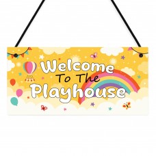 Welcome To The Playhouse Sign Kids Rainbow Garden Playhouse Door