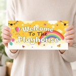 Welcome To The Playhouse Sign Kids Rainbow Garden Playhouse Door