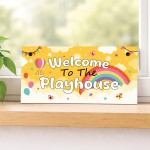 Welcome To The Playhouse Sign Kids Rainbow Garden Playhouse Door
