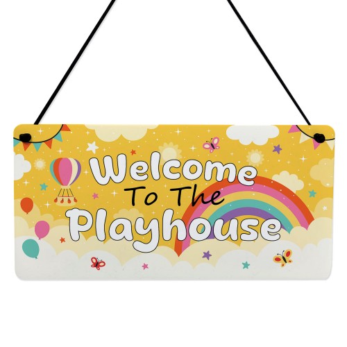 Welcome To The Playhouse Sign For Kids Garden Play House Plaques