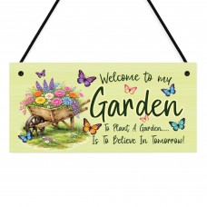 Floral Garden Signs Welcome To My Garden Hanging Wall Sign