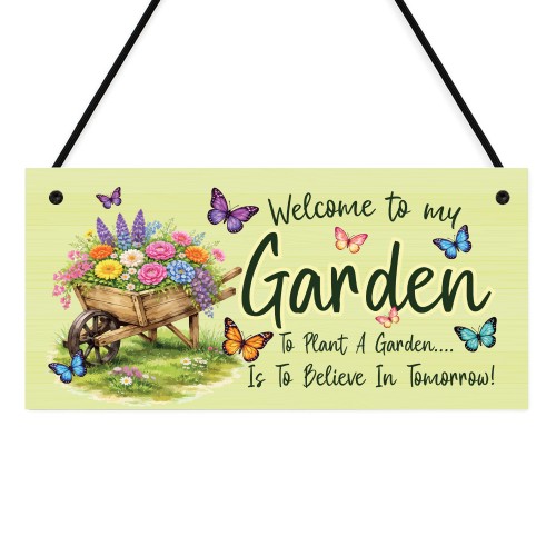 Floral Garden Signs Welcome To My Garden Hanging Wall Sign