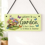 Floral Garden Signs Welcome To My Garden Hanging Wall Sign