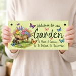 Floral Garden Signs Welcome To My Garden Hanging Wall Sign