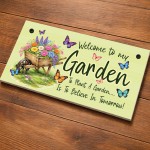 Floral Garden Signs Welcome To My Garden Hanging Wall Sign