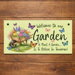 Floral Garden Signs Welcome To My Garden Hanging Wall Sign
