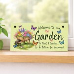 Floral Garden Signs Welcome To My Garden Hanging Wall Sign