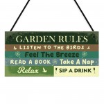 Funny Garden Sign With Garden Rules Plaque For Outside