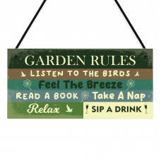 Funny Garden Sign With Garden Rules Plaque For Outside