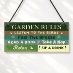 Funny Garden Sign With Garden Rules Plaque For Outside