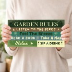 Funny Garden Sign With Garden Rules Plaque For Outside