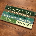 Funny Garden Sign With Garden Rules Plaque For Outside