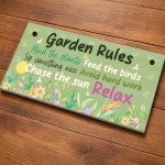 Novelty Garden Sign With Garden Rules Welcome Sign Garden Plaque