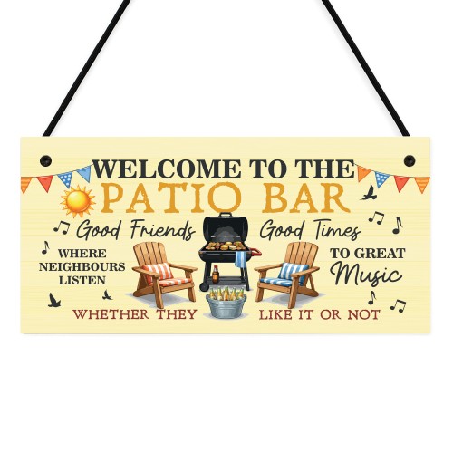 Welcome To The Patio Bar Sign For Garden Welcome Plaque