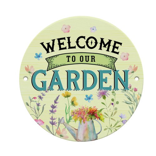 Welcome To Our Garden Acrylic Round Hanging Sign Garden Sign