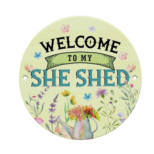 Funny Welcome To My She Shed Acrylic Round Hanging Sign Funny Welcome To My She Shed Acrylic Round Hanging Sign