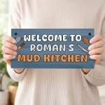 Personalised Mud Kitchen Sign Messy Play Area Plaque Outdoor