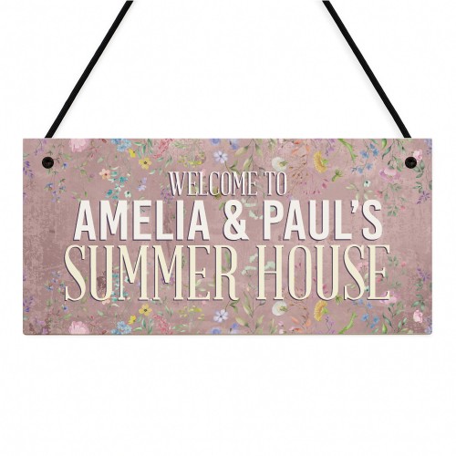 Personalised Summerhouse Sign Hanging Shed Plaque Welcome Sign