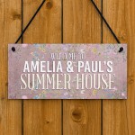 Personalised Summerhouse Sign Hanging Shed Plaque Welcome Sign