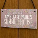 Personalised Summerhouse Sign Hanging Shed Plaque Welcome Sign