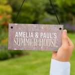 Personalised Summerhouse Sign Hanging Shed Plaque Welcome Sign