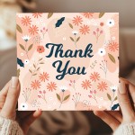Floral Thank You Card with Envelope, 350gsm 145x145mm Card Floral Thank You Card with Envelope, 350gsm 145x145mm Card