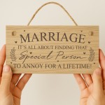 Marriage Sign Special Person Lifetime Wooden Plaque Funny Mr & M
