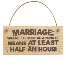 Funny Marriage Sign Engraved Wooden Plaque Mr & Mrs Wedding Gift