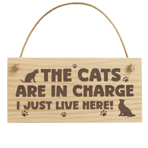 Funny Cat Gift For Cat Lovers Wooden Engraved Plaque Funny Cat Gift For Cat Lovers Wooden Engraved Plaque