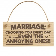 Funny Marriage Gift Engraved Wooden Plaque Mr & Mrs Wedding Gift