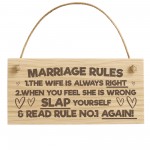 Funny Marriage Rules Sign Engraved Wooden Plaque Mr & Mrs Gift Funny Marriage Rules Sign Engraved Wooden Plaque Mr & Mrs Gift