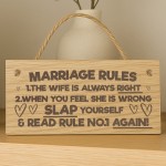 Funny Marriage Rules Sign Engraved Wooden Plaque Mr & Mrs Gift Funny Marriage Rules Sign Engraved Wooden Plaque Mr & Mrs Gift