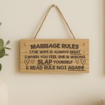 Funny Marriage Rules Sign Engraved Wooden Plaque Mr & Mrs Gift Funny Marriage Rules Sign Engraved Wooden Plaque Mr & Mrs Gift
