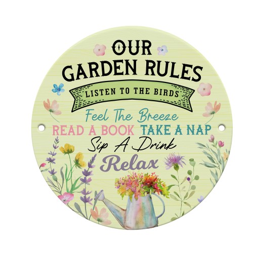 Our Garden Rules Acrylic Garden Sign Outdoor Friendship Plaque