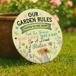 Our Garden Rules Acrylic Garden Sign Outdoor Friendship Plaque