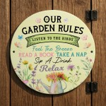 Our Garden Rules Acrylic Garden Sign Outdoor Friendship Plaque