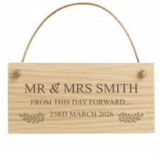 Personalised Mr & Mrs Wedding Sign Engraved Wood Plaque