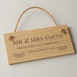 Personalised Mr & Mrs Wedding Sign Engraved Wood Plaque Personalised Mr & Mrs Wedding Sign Engraved Wood Plaque