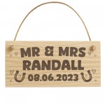 Mr & Mrs Wedding Sign Personalised Engraved Wood Plaque