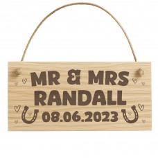 Mr & Mrs Wedding Sign Personalised Engraved Wood Plaque