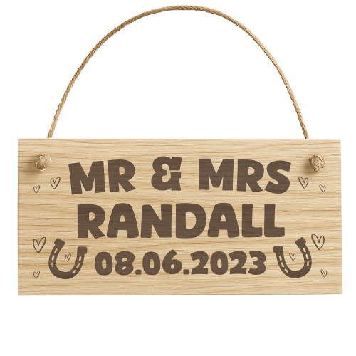 Mr & Mrs Wedding Sign Personalised Engraved Wood Plaque