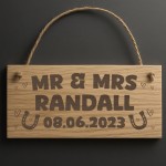Mr & Mrs Wedding Sign Personalised Engraved Wood Plaque