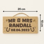 Mr & Mrs Wedding Sign Personalised Engraved Wood Plaque