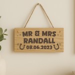 Mr & Mrs Wedding Sign Personalised Engraved Wood Plaque