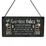 Garden Sign Outside Garden Plaque Funny Garden Rules Sign