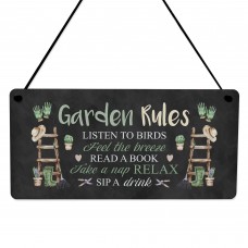 Garden Sign Outside Garden Plaque Funny Garden Rules Sign